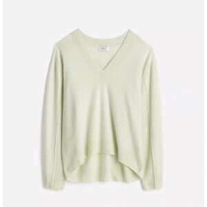 Madewell Cashmere V-Neck Sweater in Heather Pale Green -XS